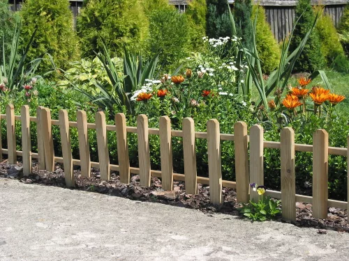 Rojaplast fenyőfából készült virágágyás kerítés, natúr - 100 cm