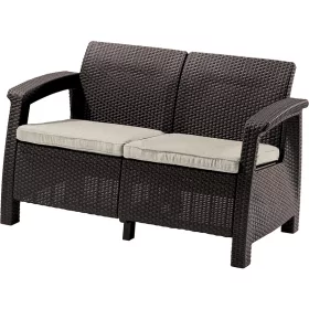   Keter Corfu love seat kétszemélyes polyrattan kerti kanapé - barna 