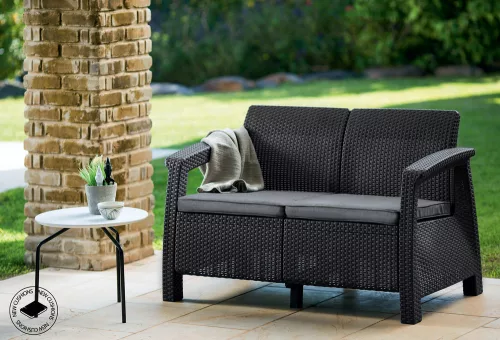 Keter Corfu love seat műrattan kerti kétszemélyes kanapé