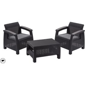   Keter Corfu weekend polyrattan kerti bútor garnitúra - grafit 