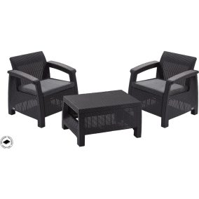   Keter Corfu weekend polyrattan kerti bútor garnitúra - grafit 