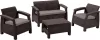 Keter corfu polyrattan kerti asztal - barna