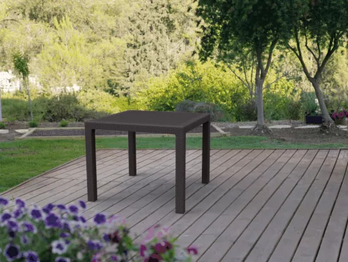 Keter melody quartted polyrattan kerti asztal, 95 cm - barna