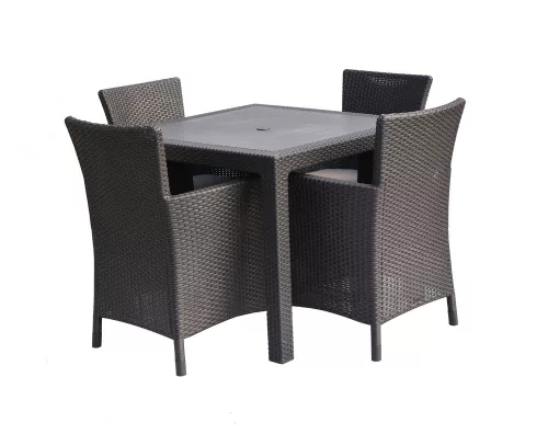 Keter melody quartted polyrattan kerti asztal, 95 cm - barna