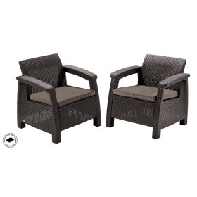Keter Corfu duo polyrattan kerti fotelek, 2db - barna