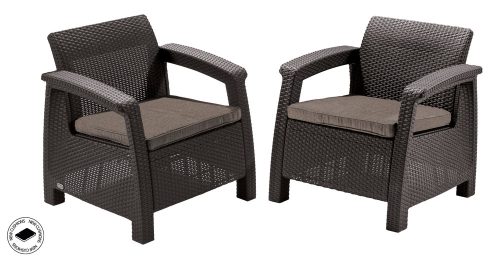 Keter Corfu duo polyrattan kerti fotelek, 2db - barna