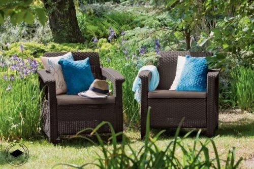 Keter Corfu duo polyrattan kerti fotelek, 2db - barna