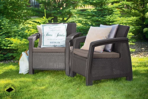 Keter Corfu duo polyrattan kerti fotelek, 2db - barna
