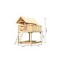   Karibu Fidel cölöpös fa játszóház létrával, kültéri kerti játszóház, Natúr színben