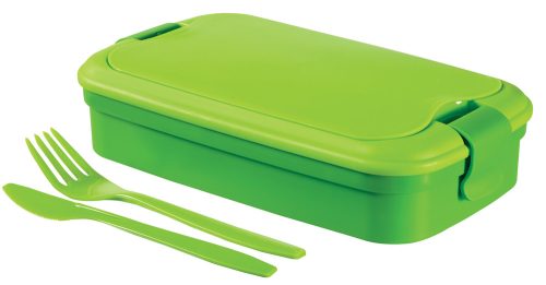CURVER Lunch & Go uzsonnás doboz villával és késsel - zöld
