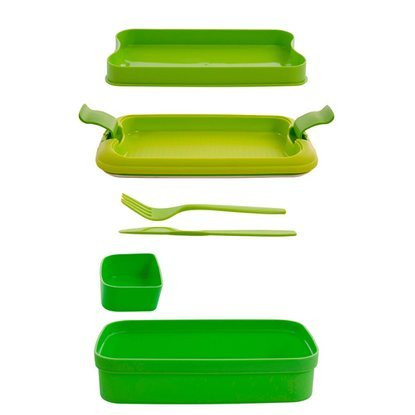 Curver Lunch & Go uzsonnás doboz villával és késsel - zöld