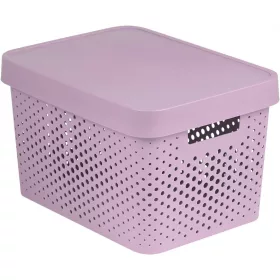   Curver Infinity dots pink 17 L  műanyag tároló doboz tetővel - rózsaszín