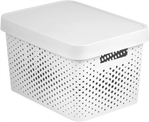CURVER  Infinity dots white 17 L  műanyag tároló doboz tetővel - fehér