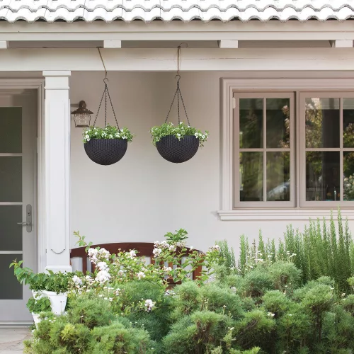 Keter Hanging sphere polyrattan függő virágcserép - barna