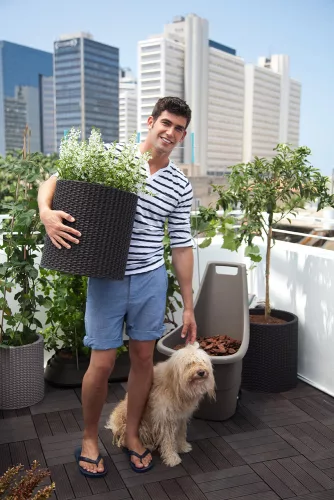 Keter Cylinder polyrattan virágcserép készlet S+M+L méretben (3 db) - grafit