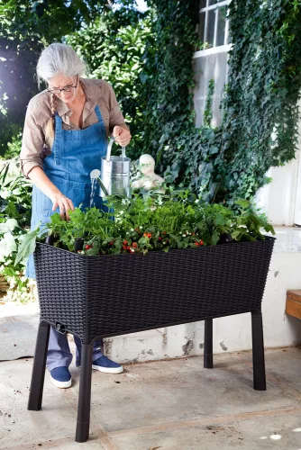 Keter Easy grow polyrattan virágláda - barna