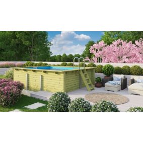   Karibu „Téglalap alakú medence 2” fából (nyomáskezelt) 3,1x4,0 m