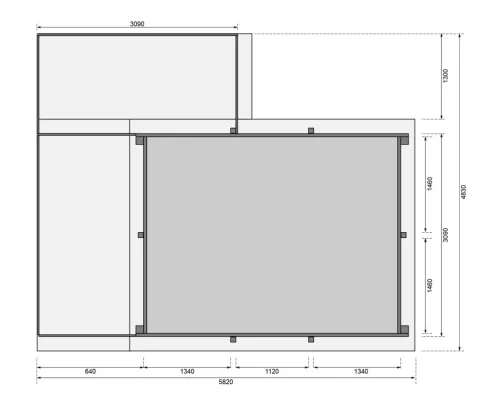 Karibu „Téglalap alakú medence 2” fából (nyomáskezelt) 3,1x4,0 m, nagy terasszal
