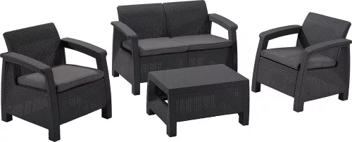 Keter corfu polyrattan kerti asztal - grafit 