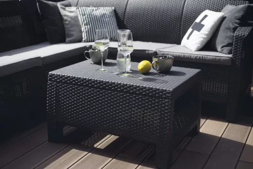 Keter corfu polyrattan kerti asztal - grafit 