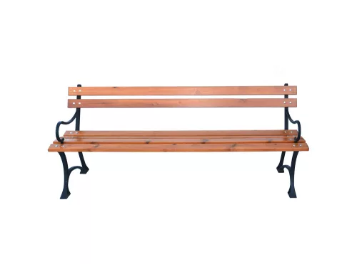 Rojaplast fenyőfából készült, fém szerkezetű kerti pad karfával, 180 cm 