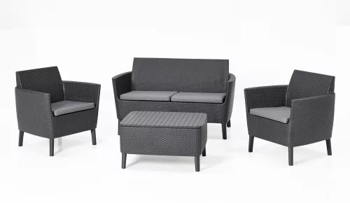 Keter Salemo polyrattan többfunkciós kerti asztal - grafit
