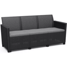   Keter Claire sofa 3 - háromszemélyes műrattan kerti kanapé, grafit