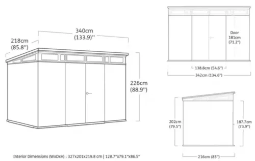 Keter PENT SIGNATURE HORIZONTAL 11×7 kerti fészer – DECOCOAT, 7,39 m², Ashwood