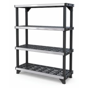   Keter FUSED 4 polcos fémmerevítésű állvány – 720 kg teherbírás, fekete/szürke