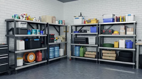 Keter FUSED 4 polcos fémmerevítésű állvány – 720 kg teherbírás, fekete/szürke