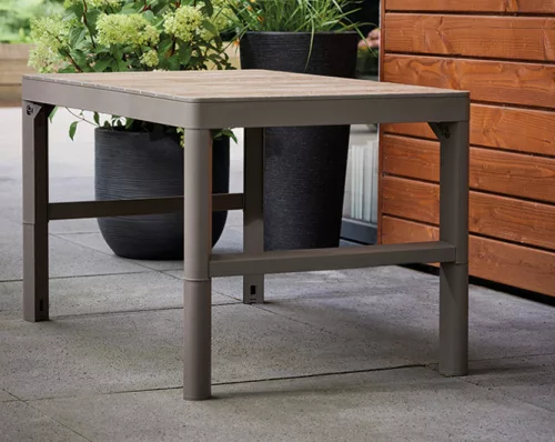 Keter DECO LYON rattan kerti asztal 2 az 1-ben – ashwood / cappuccino