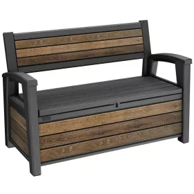   Keter DECO GARDEN kerti tároló pad – 227 L, ülőpad + tároló, walnut