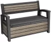 Keter DECO GARDEN kerti tároló pad – 227 L, ülőpad + tároló, Ashwood
