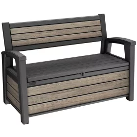   Keter DECO GARDEN kerti tároló pad – 227 L, ülőpad + tároló, Ashwood