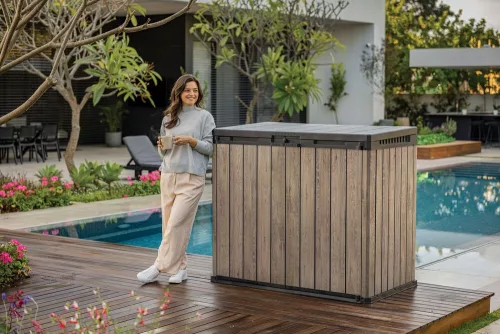  KETER DECO HORIZONTAL STORE IT OUT 1150 L tárolószekrény – ashwood (kőrisfa szín)