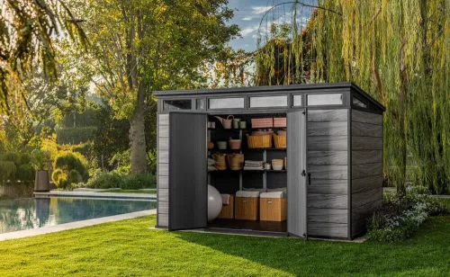 Keter PENT SIGNATURE 11×7 kerti fészer – DECOCOAT, 7,39 m², Storm Grey