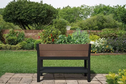 Keter DECO ELEVATED GARDEN BED magaságyás – önöntöző, walnut, 113×47,5×156 cm
