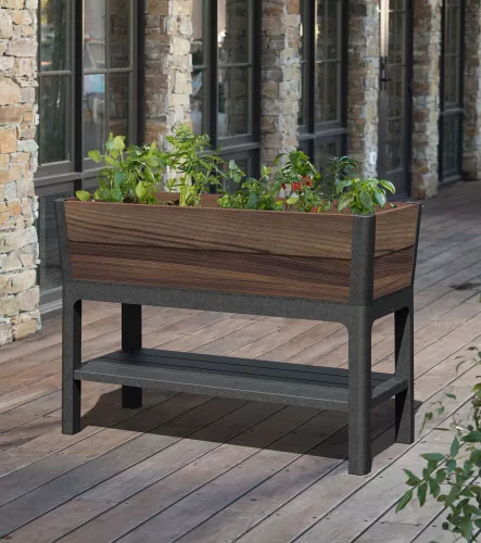 Keter DECO ELEVATED GARDEN BED magaságyás – önöntöző, walnut, 113×47,5×156 cm