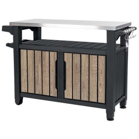   Keter UNITY XL műanyag kerti grill asztal – 207 L, kőrisfa 