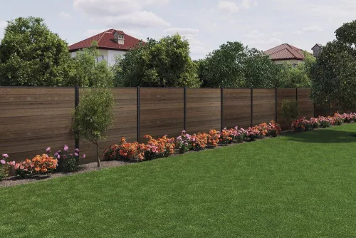 Keter FENCE KIT kerítéspanelek – 3-darabos dió (walnut) szett, teljes belátásvédelemmel és minimális karbantartással