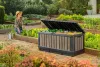 Keter KENTWOOD kerti tároló box – 350 L, ülhető párnatartó, ashwood