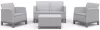 Keter SCANDI FORMA kerti bútor szett – 4 személyes, sofa + 2 fotel + tárolós asztal, Ash grey / Storm grey