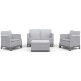   Keter SCANDI FORMA kerti bútor szett – 4 személyes, sofa + 2 fotel + tárolós asztal, Ash grey / Storm grey