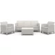 Keter SCANDI FORMA 3 személyes kerti bútor szett – 5 fős, sofa + 2 fotel + tárolós asztal, Pebble grey / Soft beige