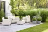 Keter SCANDI FORMA 3 személyes kerti bútor szett – 5 fős, sofa + 2 fotel + tárolós asztal, Pebble grey / Soft beige