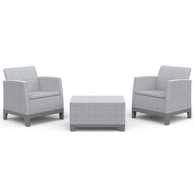   Keter SCANDI FORMA BALCONY kerti bútor szett – 2 fotel + tárolós asztal, Ash grey / Storm grey