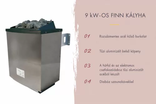 Karibu 9 kW-os szauna kályha + Easy Finnish vezérlőegység + 18 KG szaunakő