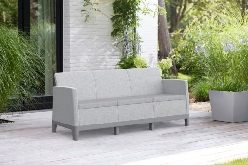 Keter SCANDI FORMA 3 személyes kerti kanapé – Ash grey / Storm grey, műanyag, 182 cm