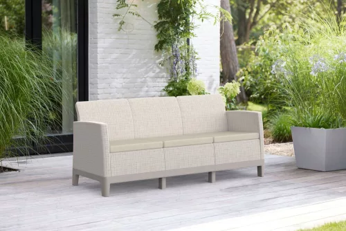 Keter SCANDI FORMA 3 személyes kerti kanapé – Pebble grey / Soft beige, műanyag, 182 cm