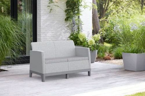 Keter SCANDI FORMA 2 személyes kerti kanapé – Ash grey / Storm grey, műanyag, 126 cm